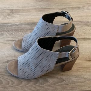 Suede block heel booties